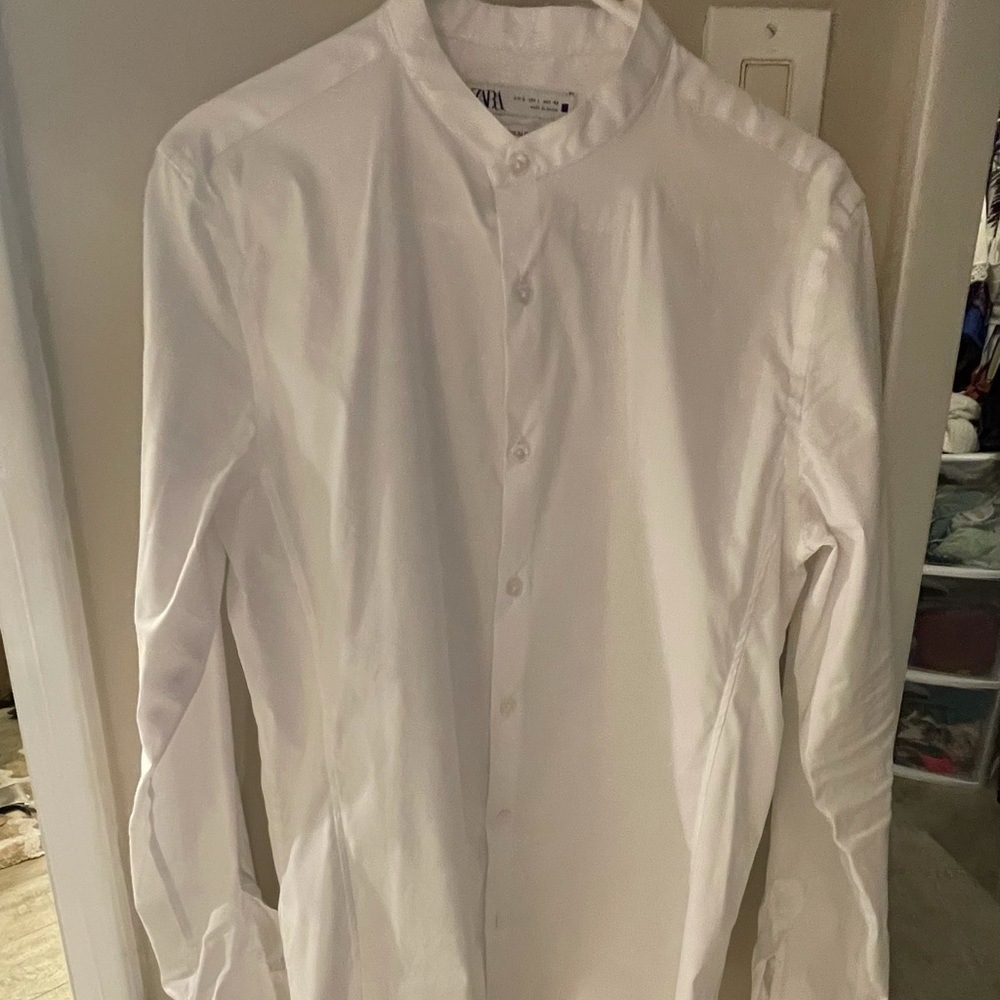Zara Extra Slim Fit White Dress Shirt Large